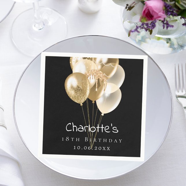 Servilleta De Papel Globos de oro negro de cumpleaños (Subido por el creador)