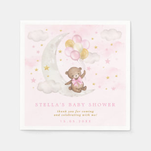 Servilleta De Papel Globos de Oro Rosa Teddy Bear Estrellas de la Luna
