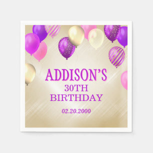 Servilleta De Papel Globos de oro rosado de cumpleaños