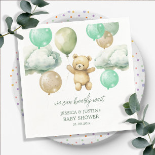 Servilleta De Papel Globos de osito de peluche Cielo verde Baby Shower