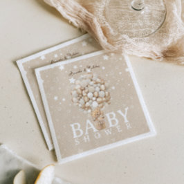 Servilleta De Papel Globos de oso Baby Shower Light Brown & Gold