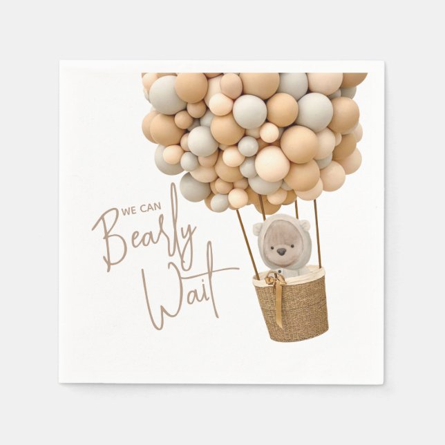 Servilleta De Papel Globos de oso Baby Shower moderno neutral de géner (Anverso)