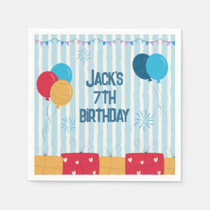 Servilleta De Papel Globos de rayas azules Cumpleaños de niños