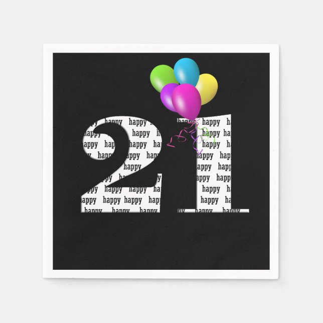 Servilleta De Papel Globos fiestas de 21 años (Anverso)