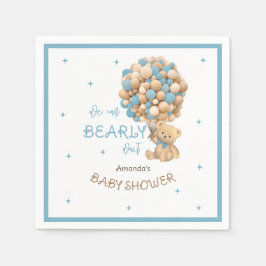 Servilleta De Papel Globos Oso Azul Ducha Niño Niño Bohemio