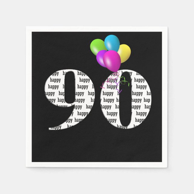 Servilleta De Papel globos para fiesta de cumpleaños 90 (Anverso)