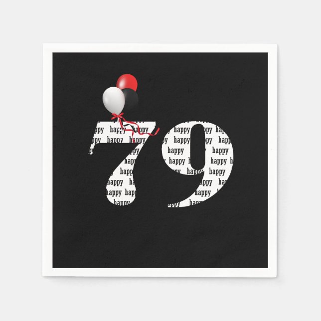 Servilleta De Papel Globos para la fiesta de cumpleaños número 79 (Anverso)
