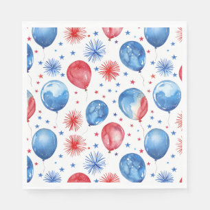 Servilleta De Papel Globos Rojos Azules 4 de julio