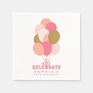 Servilleta De Papel Globos rosados de Rubor celebremos el cumpleaños