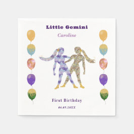 Servilleta De Papel Globos y Artísticos para el 1er Cumpleaños de Gémi