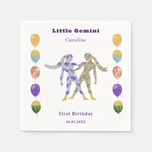 Servilleta De Papel Globos y Artísticos para el 1er Cumpleaños de Gémi