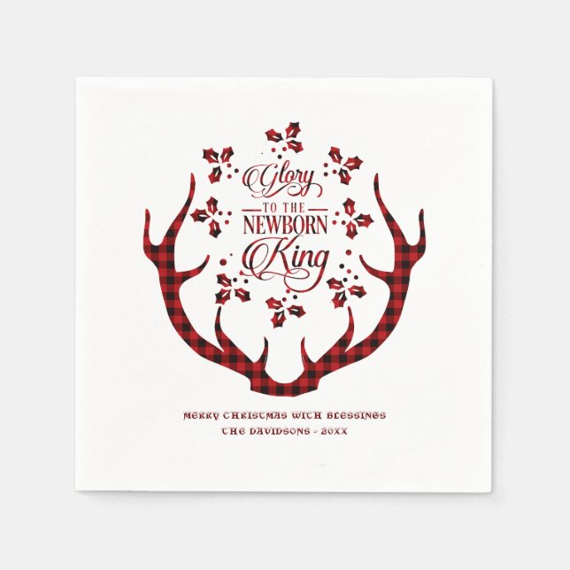 Servilleta De Papel Gloria A Los Recién Nacidos Navidades De Búfalo Ro (Anverso)