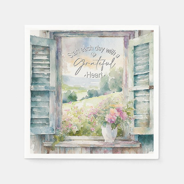 Servilleta De Papel Glorioso acuarela floral ventana (Anverso)