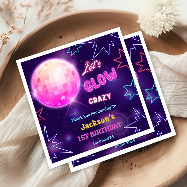 Servilleta De Papel Glow Neon Lights Gracias Por La Fiesta De Cumpleañ (Subido por el creador)