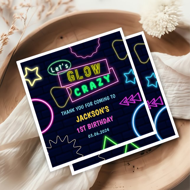 Servilleta De Papel Glow Neon Lights Gracias Por La Fiesta De Cumpleañ (Subido por el creador)