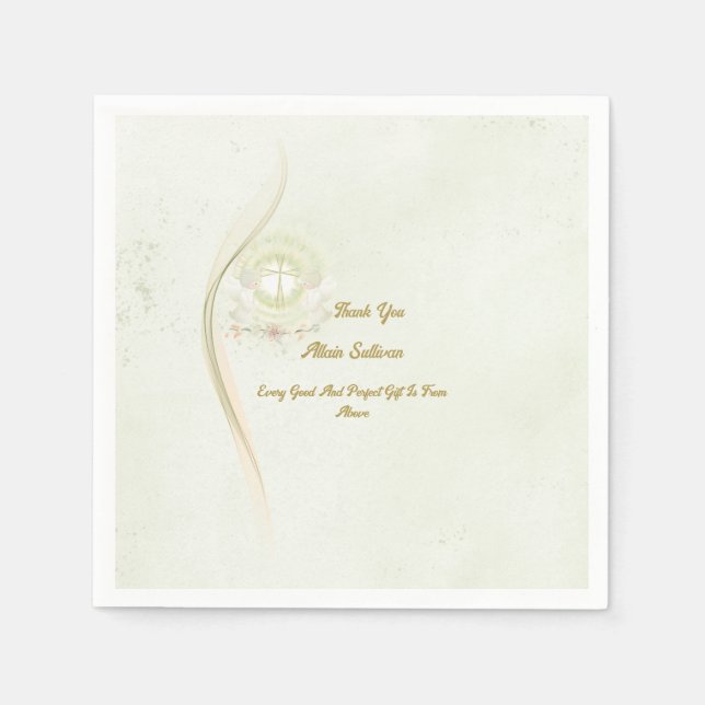 Servilleta De Papel Glowing angels baptism paper napkins  (Anverso)