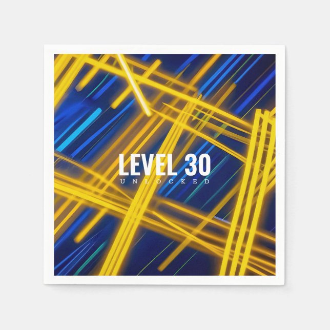 Servilleta De Papel Glowing Bright Cyan Yellow Chaotic Light Lines (Anverso)