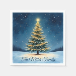 Servilleta De Papel Glowing Christmas Tree Paper Napkin – Customizable