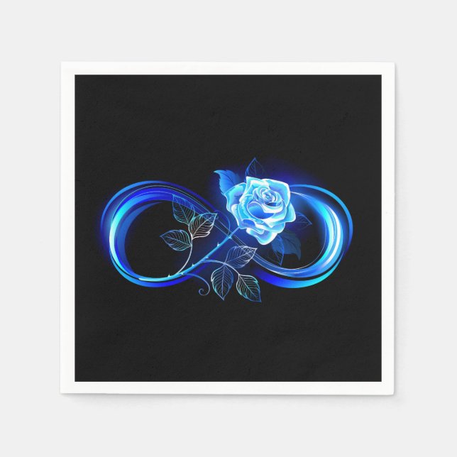 Servilleta De Papel Glowing infinity with blue rose (Anverso)