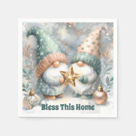 Servilleta De Papel Gnome de Invierno Personalizado de Fiesta Bendice 