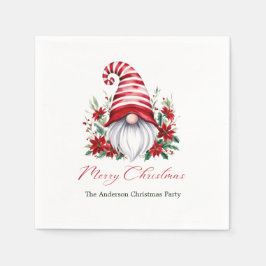 Servilleta De Papel Gnome de Navidad personalizado Poinsettia Fiesta