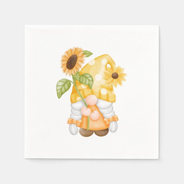 Servilleta De Papel Gnome de otoño con placas de papel de girasol amar (Anverso)
