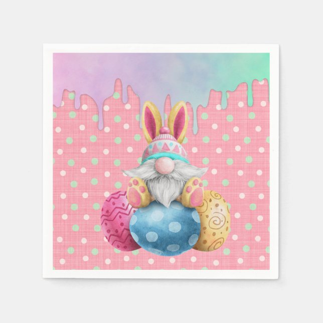 Servilleta De Papel Gnome de Pascua Polkadot Huevos Gigantes (Anverso)