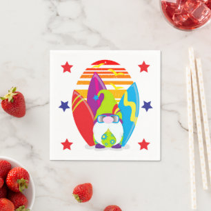 Servilleta De Papel Gnome de surf Fiesta de playa