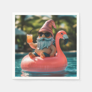 Servilleta De Papel Gnome de verano en gafas de sol en el suelo de fla