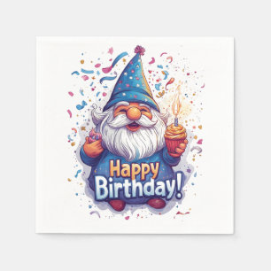 Servilleta De Papel Gnome Feliz Cumpleaños: Diseño de Cumpleaños Britá