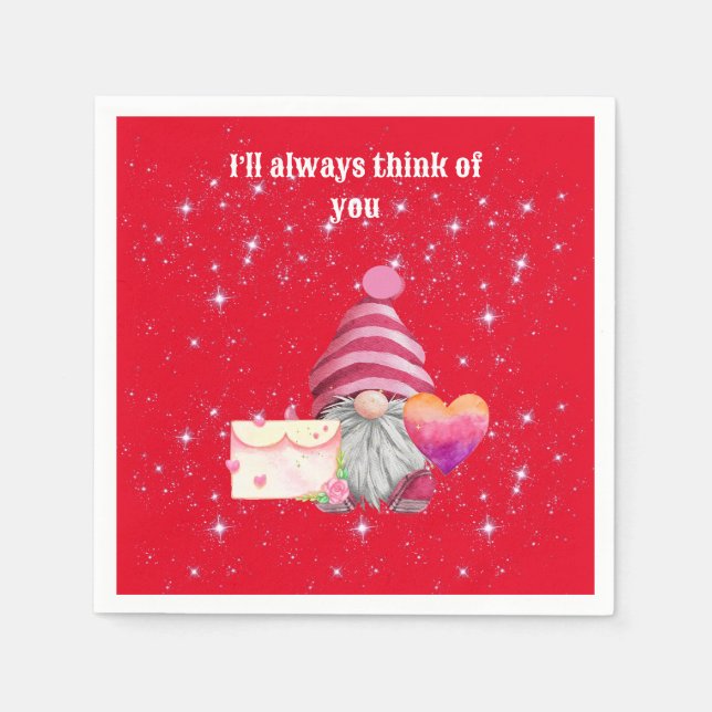 Servilleta De Papel Gnome in love with rainbow heart (Anverso)