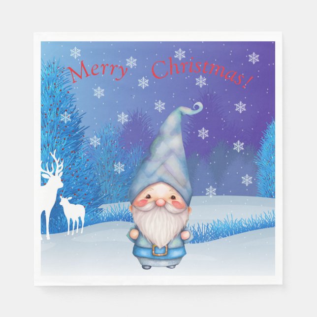Servilleta De Papel Gnome Navidad Papel Napkin (Anverso)