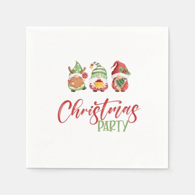 Servilleta De Papel Gnome Navidades Fiesta Napkin (Anverso)