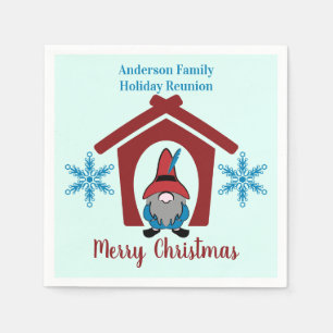 Servilleta De Papel Gnome Navidades Snowflakes Red Blue Personalizado