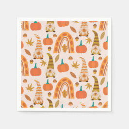 Servilleta De Papel Gnomes de Acción de Gracias con calabazas y hojas