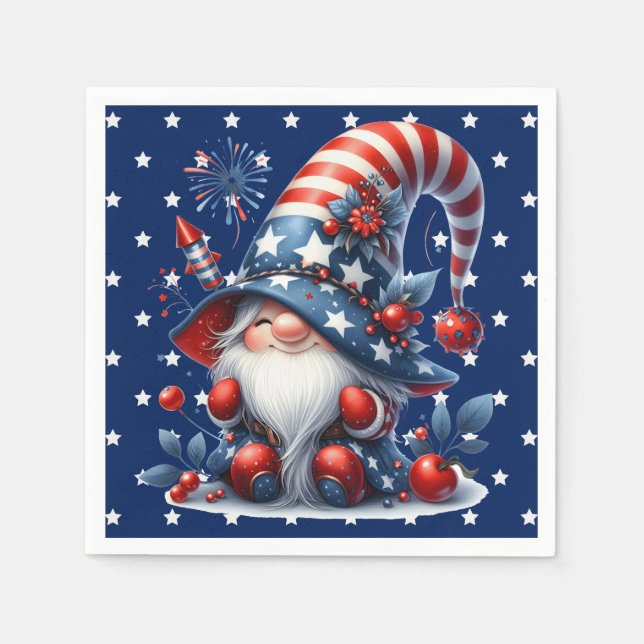 Servilleta De Papel Gnomo de Celebración de Julio (Anverso)