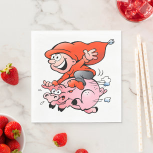 Servilleta De Papel Gnomo de dibujos animados divertidos montando un c