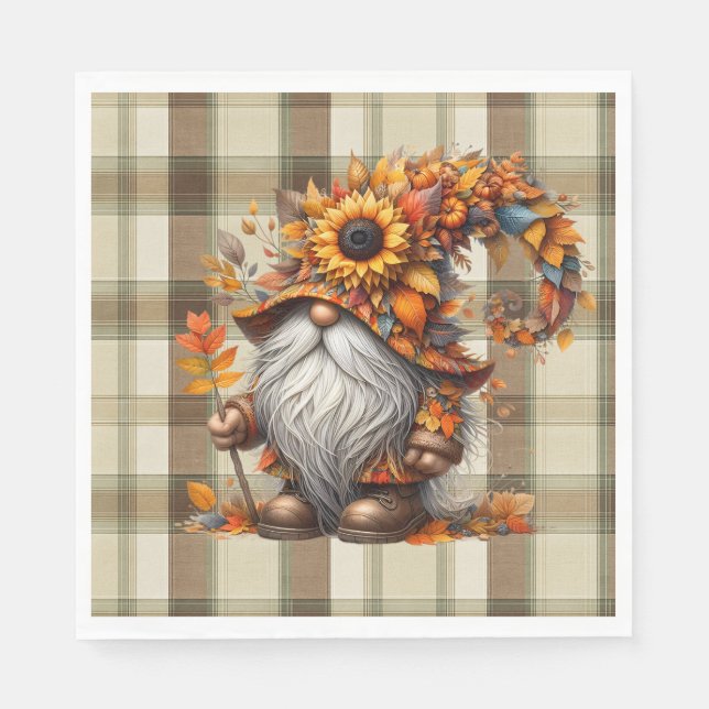 Servilleta De Papel Gnomo de Otoño  (Anverso)