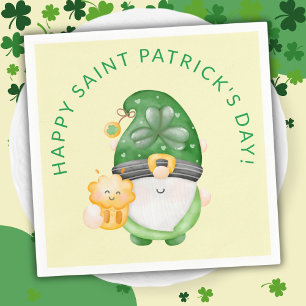 Servilleta De Papel Gnomo lindo Feliz fiesta del día de San Patricio