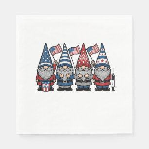 Servilleta De Papel Gnomo Patriótico Enfermera Vector Grabado Vintage 