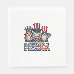 Servilleta De Papel Gnomo Patriótico Merica Diseño Vector Vintage_1