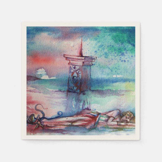 SERVILLETA DE PAPEL GNOMÓN Y DAMA DEL LAGO (Anverso)