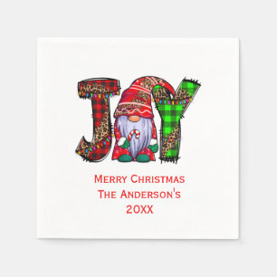Servilleta De Papel Gnomos de Alegría Personalizados Fiesta de Navidad