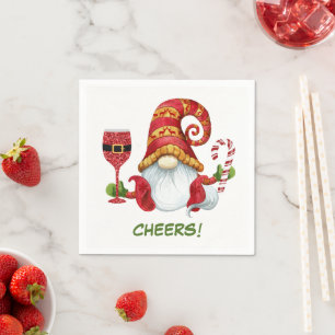 Servilleta De Papel Gnomos de la Fiesta de Navidad Brindis