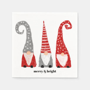 Servilleta De Papel Gnomos de Navidad Rojo Gris Blanco Personalizado