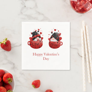 Servilleta De Papel Gnomos día de San Valentín Te Amo Personalizado