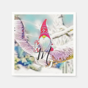 Servilleta De Papel Gnomos en la pintura de acuarela de nieve