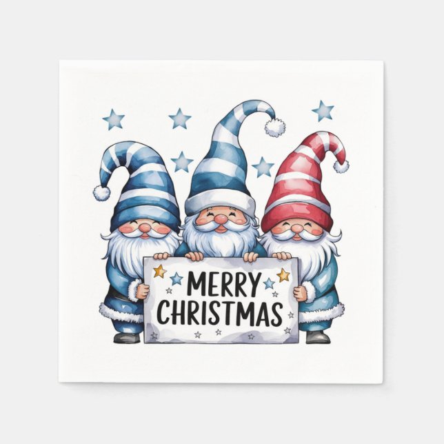 Servilleta De Papel Gnomos Feliz Navidad (Anverso)