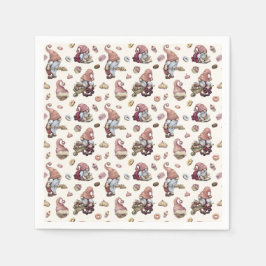 Servilleta De Papel Gnomos Horneando Cupcakes Donas Adorables De Moda