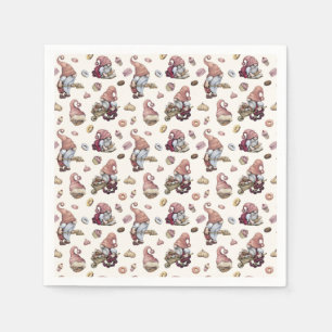 Servilleta De Papel Gnomos Horneando Cupcakes Donas Adorables De Moda